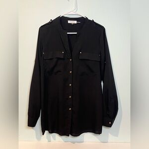 Calvin Klein Black Long Sleeve Blouse, Size Medium